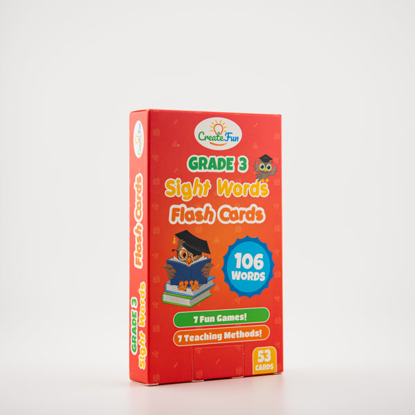 CreateFun Grade 3 Sight Words Flash Cards 53 Cards with 7 Fun Games And 7 Teaching Methods