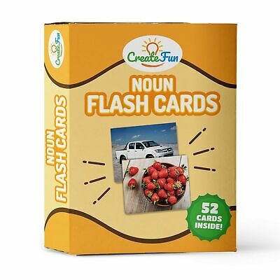 Noun Flash Cards by CreateFun - 50 Vocabulary Builder Cards - For Toddlers, Preschool, Adults, Teachers, Speech Therapy & ESL Teaching Materials