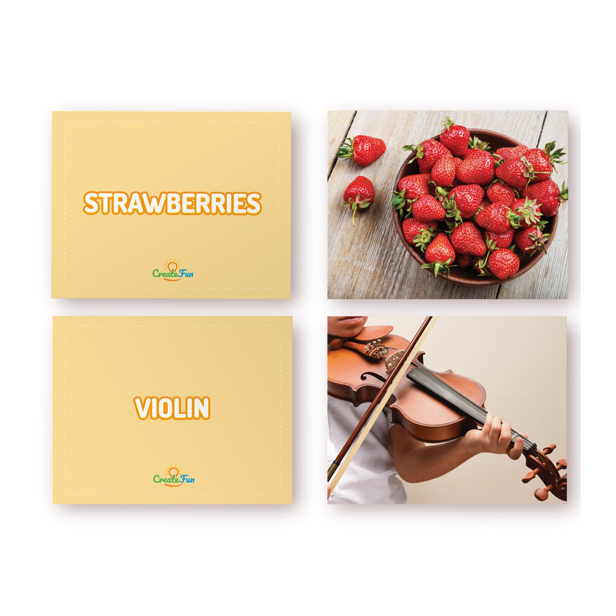 CreateFun Noun Vocabulary Builder Flash Cards: Includes Animals & Food ...