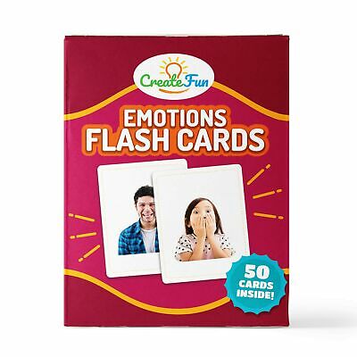 Feelings & Emotions Flash Cards by CreateFun | 50 Emotional Development Cards | For Classrooms, Individuals, Speech Therapy & ESL Teaching Materials