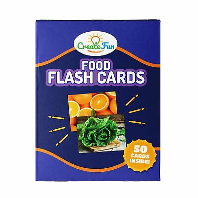 Food Flash Cards by CreateFun | 50 Vocabulary Picture Cards | for Parents, Teachers, Speech Therapy & ESL Teaching Materials