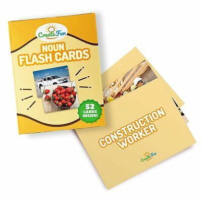 Noun Flash Cards by CreateFun - 50 Vocabulary Builder Cards - For Toddlers, Preschool, Adults, Teachers, Speech Therapy & ESL Teaching Materials