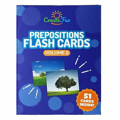 Preposition Volume 2 Flash Cards by CreateFun | 49 Photo Cards | 7 Total Prepositions | for Parents, Teachers, Speech Therapy & ESL Teaching Materials