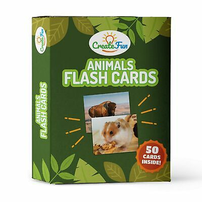 Animal Cards by CreateFun | Kids & Adults | 50 Educational Photo Cards | For Parents, Teachers, Speech Therapy Materials & ESL Teaching Materials