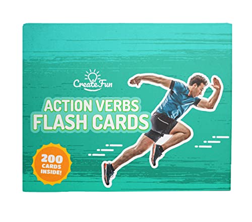 Action Verbs Flash Card Bundle - 200 Vocabulary Builder Educational Photo Cards - for Parents, Classrooms, Speech Therapy, ELL and ESL Teaching Materials - 6 Teaching Games